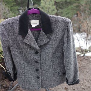 90s Vintage Tradition Suite  Blazer Tweed Look Black Accents